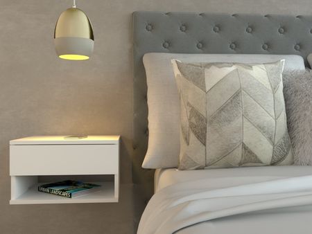 Mesa De Luz Linea Minimal  Flotante C/1 Cajon 6448 Everest Tables