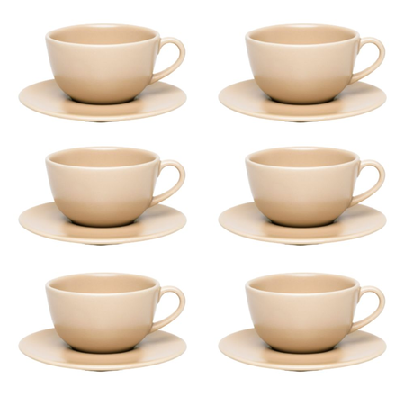 Set X6 Tazas De Té 200 Cc Con Plato Unni Merengue - Ox