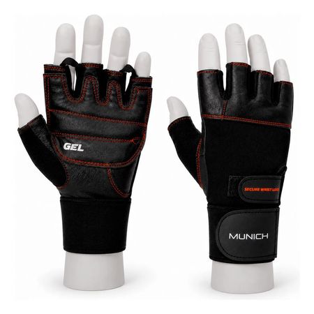 Guantes Gym Munich Jimnox Cuero Vacuno Entrenamiento Rojo Lisa L
