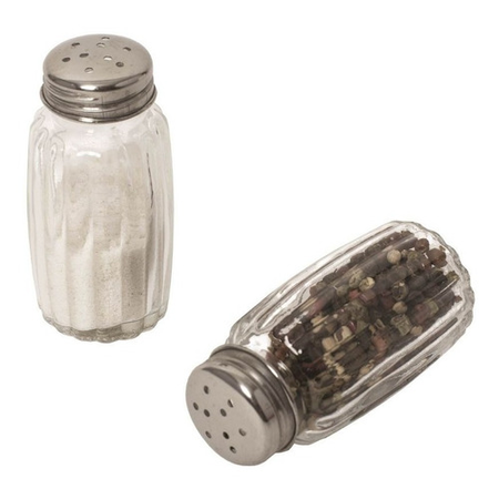 Set Salero Pimentero Sal Pimienta Vidrio Tapa Acero Inox