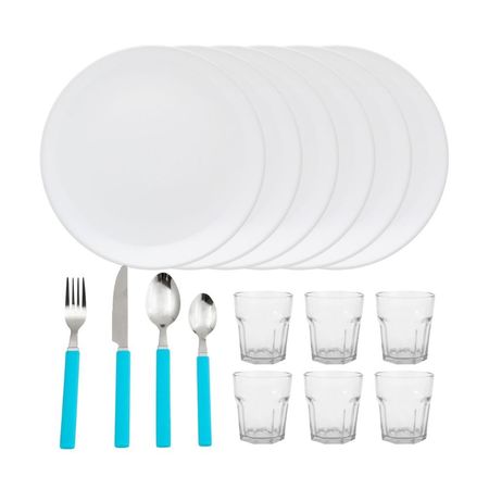 SET WHITE PARA LA MESA x 36 PIEZAS TURQUESA