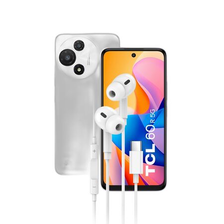 Combo TCL 60R 5G 4+128GB Pure White + Auriculares Dekkin USB-C