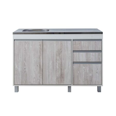 BAJO MESADA SORRENTO DE 1 20 2 PUERTAS + 3 CAJONES CASCINA-GRIS