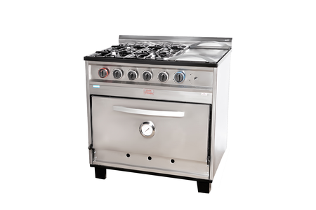 Cocina Industrial Premium 4 H Y Plancha Horno Pizzero Plateado