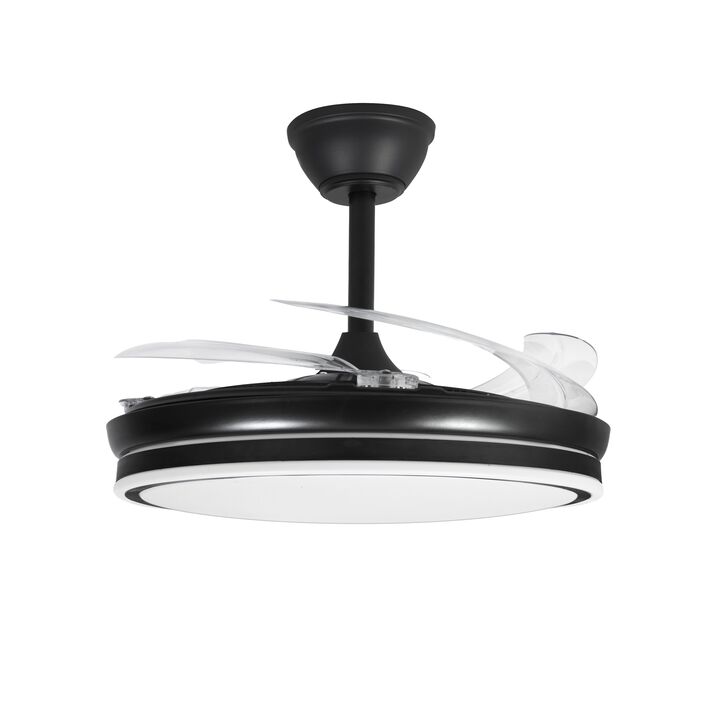 Ventilador de Techo Retráctil Negro 4 Aspas invisibles Luz Dimmer (Regulable) Codini - VIATB42DIN - Vista 2