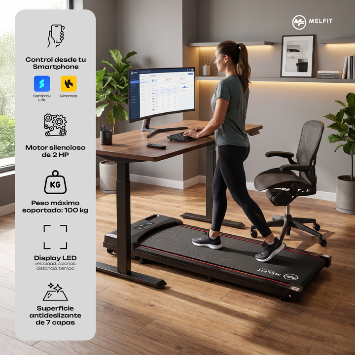 Cinta Caminadora Motorizada 8km 2hp Melfit Bluetooth Active Pro - Vista 2