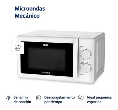 Microondas BGH B120M20 Mecánico Quick Chef Blanco 20 Litros