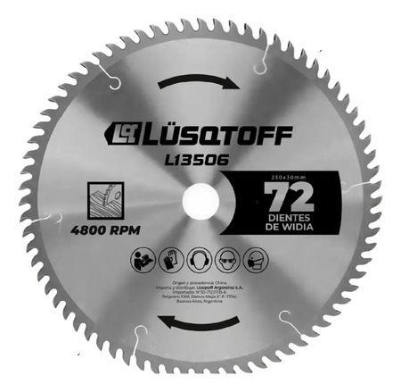 Disco De Sierra De Widia 230 Mm 72 D Lusqtoff L13506 Gris