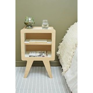 Mesa de Luz Nordica. Color Blanco y Roble