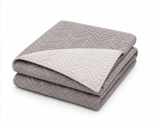 Cubrecama reversible twin con funda de almohada color gris claro/beige - Vista 2