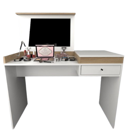 Escritorio Maquillador Tocador Juvenil Con Espejo Tables 3087 Olmo Blanco
