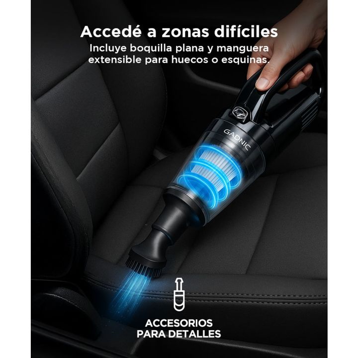 Aspiradora De Mano Gadnic 120W 9000Pa Inalambrica Bateria 2000mAh Filtro HEPA Carga USB Bajo Ruido Auto Hoga - Vista 4