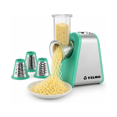 Rallador Eléctrico Yelmo Gr-3609 Vegetales/frutas/queso 200w Color Gris / Verde 3 Accesorios Intercambiables