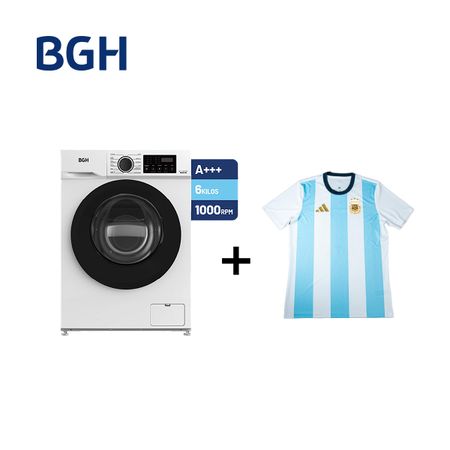 Combo Lavarropas BGH Inverter Carga Frontal 8kg BWFE08S24AR + Camiseta BGH adidas Talle M