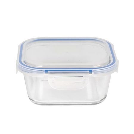 Recipiente Contenedor De Vidrio 520Ml Con Tapa Cuadrado