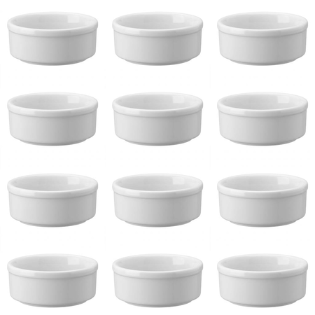 Set X12 Cazuela 8cm Apilable Tazon Porcelana Schmidt Blanco