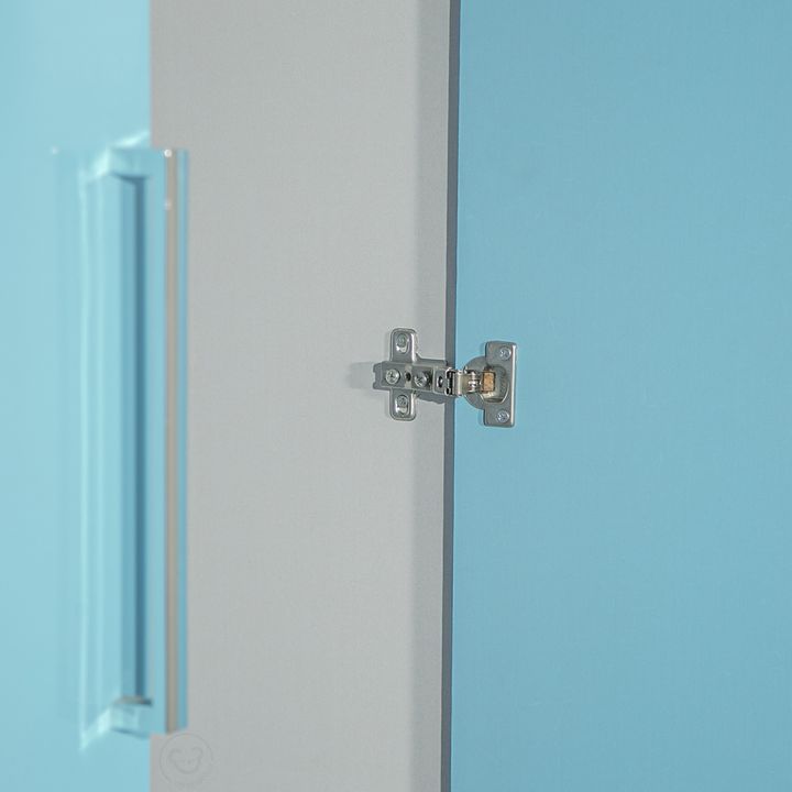 Mesa de luz y Comoda Cajonera Combo Infantil Reforzado Melamina Maximo fortaleza Celeste y Blanco - Vista 11