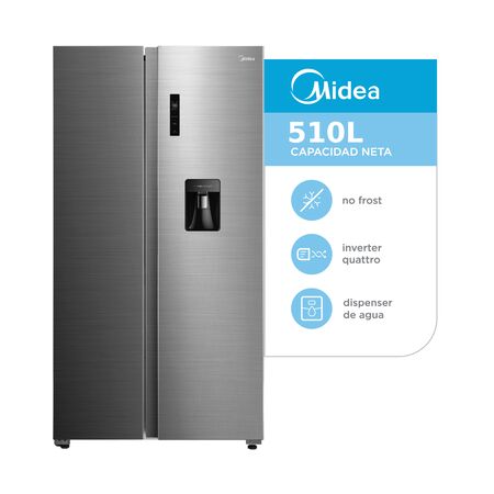 Heladera Inverter Midea Side By Side Inox 510lts.