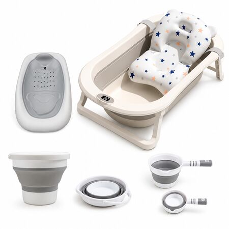 Bañera para Bebe Plegable + Asiento Reductor + Termometro Digital + Almohadita Flotante  