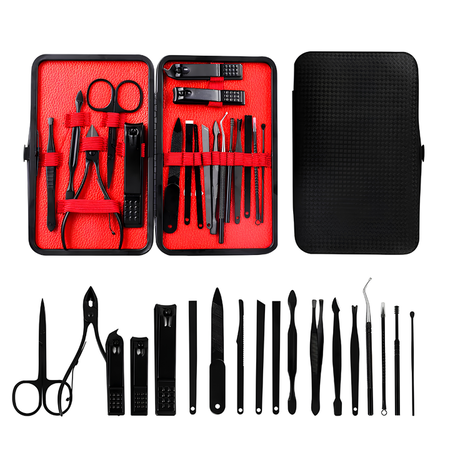 SET MANICURA GADNIC 18PCS + ESTUCHE (C:NEGRO KITMANI9)