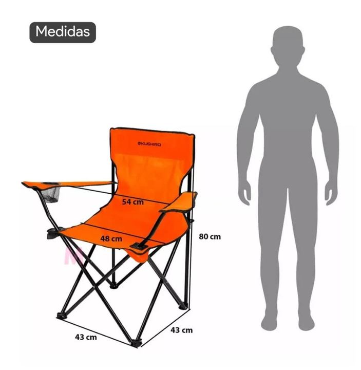 Sillon Plegable Camping con Portavaso Kushiro SCD01NA - Vista 2