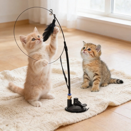 Juguete Interactivo Para Gato Con Varita Cascabel Y Plumas
