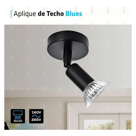 Aplique Blues Techo O Pared 1 Luz Gu10 Negro