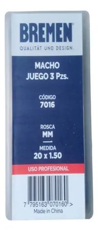 Juego de Machos Bremen Métrica M20 x 1.50 3 Piezas