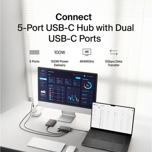 Belkin USB-C 5-in-1 Hub / 2 USB-A 5Gbps / USB-C 5Gbps / USB-C PD 3.0 100W / HDMI 2.0 4K@60Hz - Vista 2