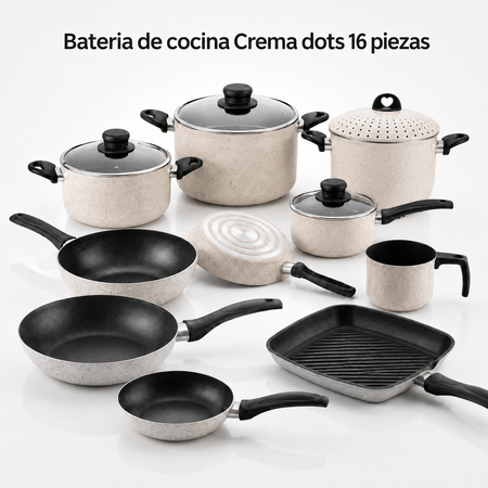 Batería Cocina Olla Cacerola Wok Sarten Jarro Antiadherente Aston Dots