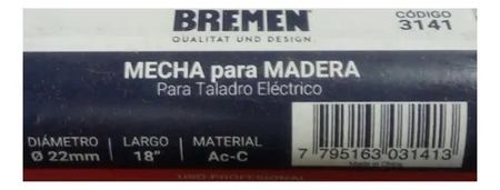 Mecha para Madera Bremen 22 Milimetro Helicoidal