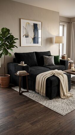 Sillon Milan dos cuerpos con camastro color Negro