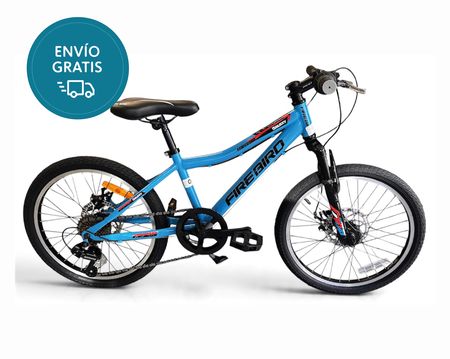 Bicicleta Fire Bird Galaxy _Celeste-Negro _Cuadro de acero _Freno a disco _7vel _  Rodado 20”
