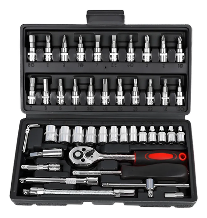 Set Juego Llave Tubos Y Puntas 46pzs Black Jack B424 Maletin