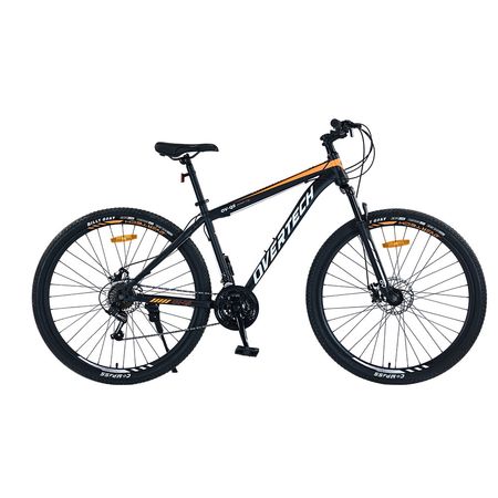 Bicicleta Mtb Overtech Q5, R29 21v Shimano, Freno Disco, Suspensión, Negro/Naranja/Blanco, Talle M