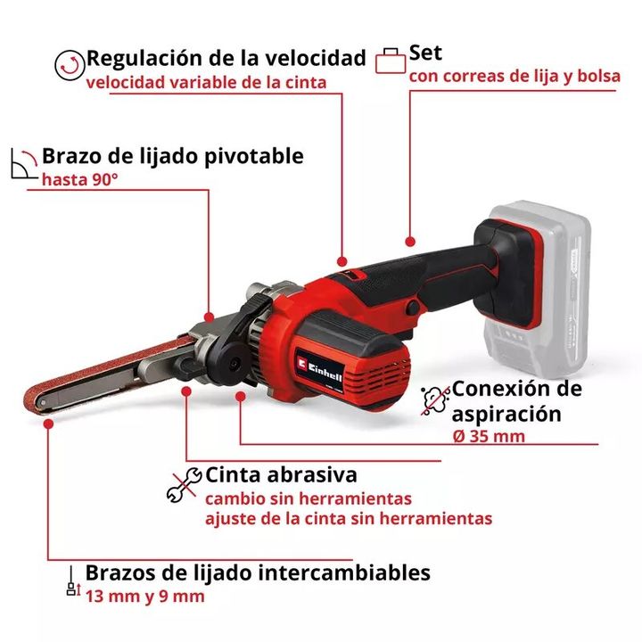 Einhell Lima de banda con bateria TE-BF 18 Li - Solo - Vista 3