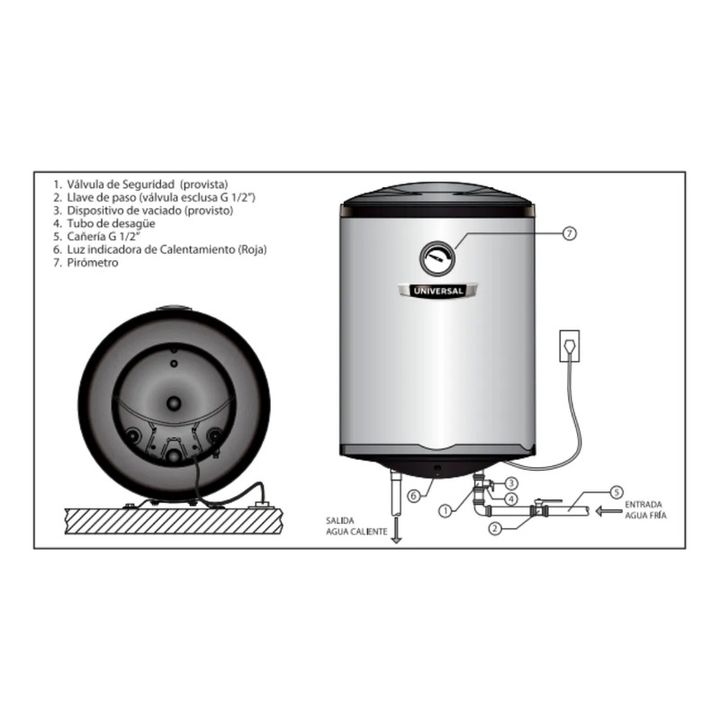 Termotanque Universal Electrico Tue40s Carga Inferior 40l Blanco - Vista 2