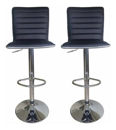 Combo 2 Banquetas Taburetes Negros Cocina Barra C/ Respaldo