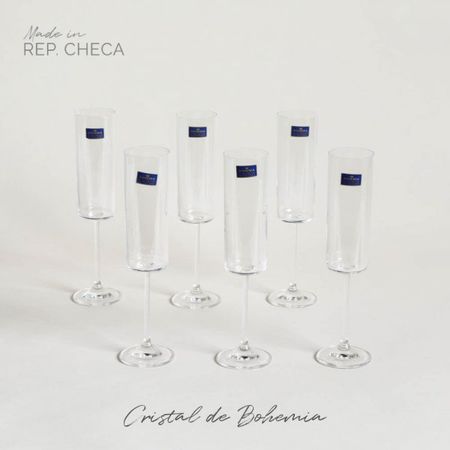 SET X 12  COPAS DE CHAMPAGNE DE CRISTAL DE BOHEMIA ANITA 160 ML
