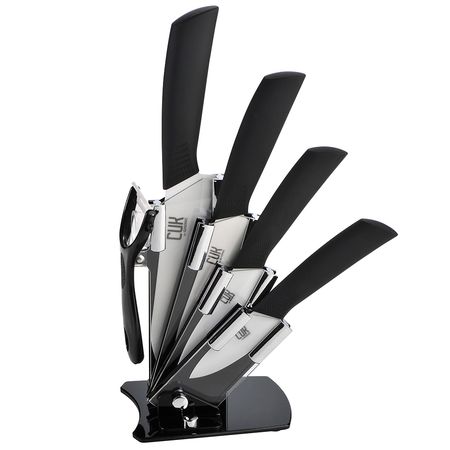 Set x6 de Cuchillos Cerámica Mango Silicona Gadnic Mango Negro