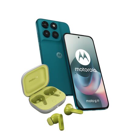 Combo Moto G77 256GB 8GB Shaded Spruce + Moto Buds Guitar Green Banana