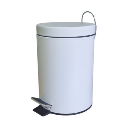 Tacho Basura 5 Lts Cesto Acero Inoxidable Cierre Lento Pedal Color blanco