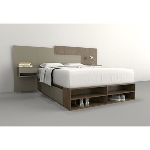 Box de Cama DS Home 1,60 m 4 Cajones 1 Puerta Nogal Gris 203x33x162 cm - Vista 3
