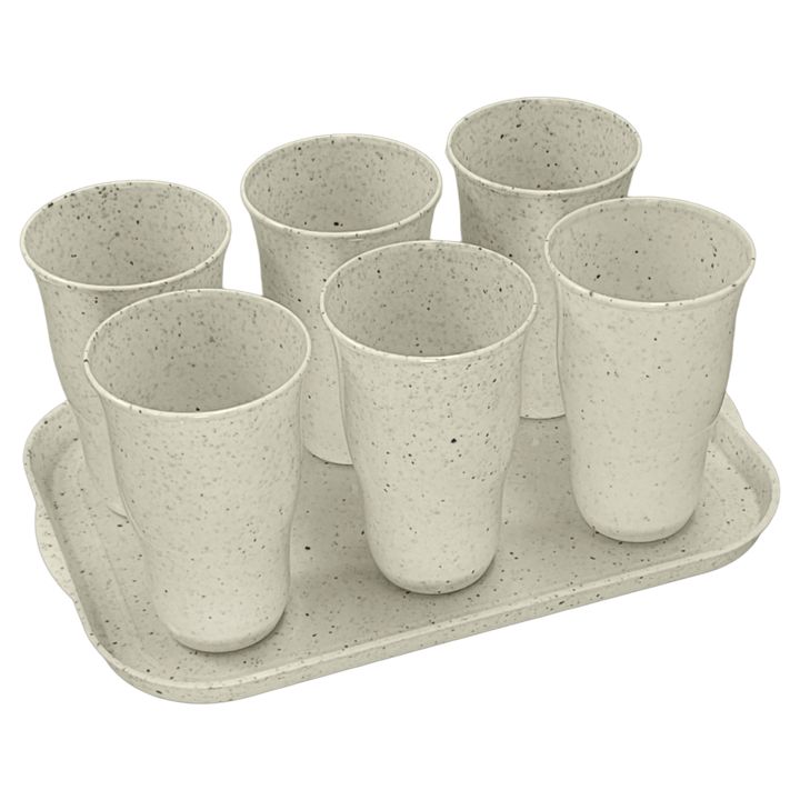Kit De 6 Vasos Ondeados + Bandeja Enlozarte Plástica Opening - Vista 1
