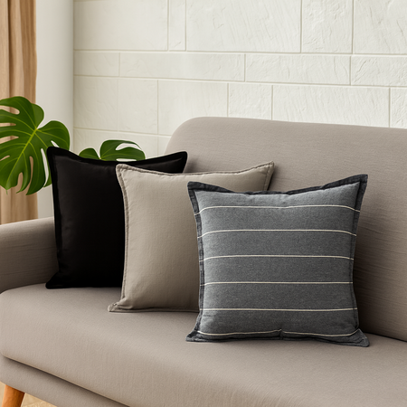 Combo 3 almohadones Tusor 40x40 - Diseño Negro y gris A