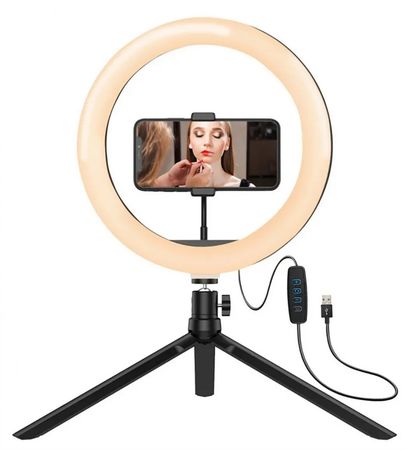 Lampara Aro de Luz LED C/ Pie Retractil 10PUL Argomtech