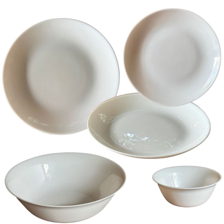 Vajilla 17 Pzas Playo Hondo Postre Bowls P/4 Vidrio Templado