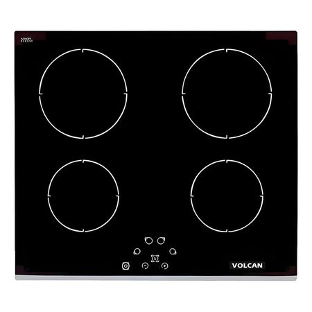 Anafe Vitroceramico De Empotrar Volcan Ev4sev De 4 Hornallas Negro