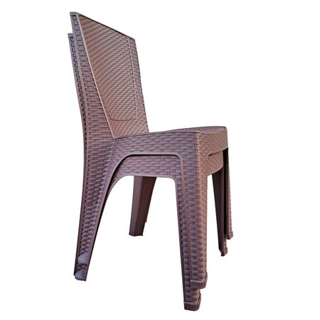 Set x2 Silla Plastica Simil Ratan Negra