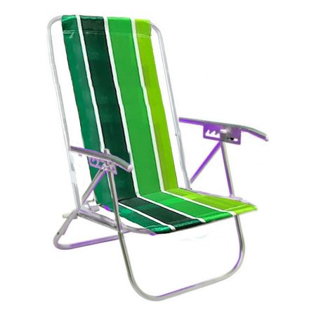 Reposera Playa Camping Aluminio Botafogo Verde Rayada 5p Cts Verde
